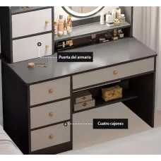 Стол макияжный с LED-зеркалом STL-MD 72 (Г40/Ш80/В127) • Серо-белый туалетный столик с подсветкой и ящиками Стол макияжный с LED-зеркалом STL-MD 72 (Г40/Ш80/В127) • Серо-белый туалетный столик с подсветкой и ящиками