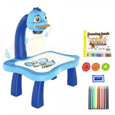 Стол для рисования детский с проектором и доской ∙ Столик для ребенка + Комплект для рисования ∙ Слайды – насадки на проектор ∙ Маркеры ∙ Стиратель ∙ Альбом для творчества ∙ Голубой
