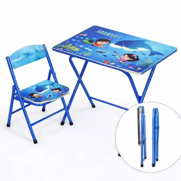 Столик складной и стульчик Bambi Дельфин X-398 60×40 см • Детский складной стол со стулом для рисования, игр и занятий дома • Комплект детской мебели для ребенка