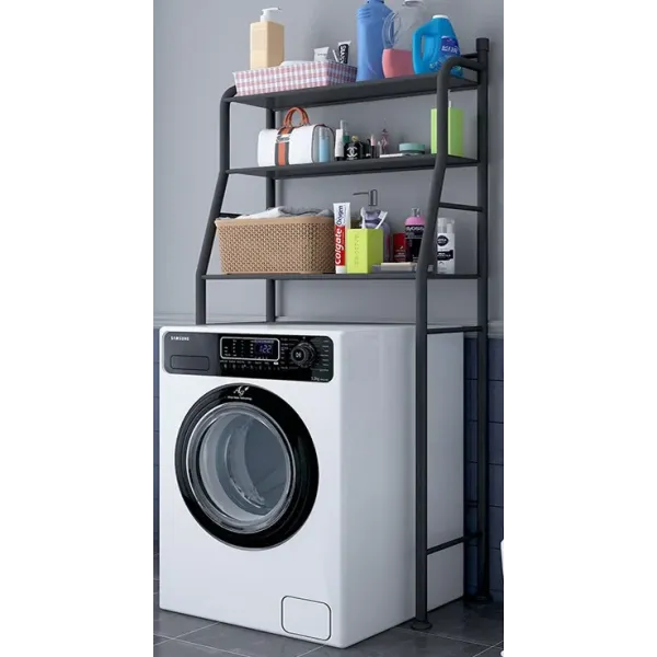 Стойка – органайзер в ванную комнату стеллаж над стиральной машинкой ∙ 3 полки ∙ Черная