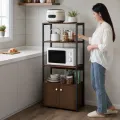 Сучасний стелаж для зберігання YM166 50×30×120 см • Металево-дерев’яна полиця-органайзер для кухні, дому, офісу та побутових речей
