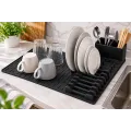 Сушарка для посуду DT-1503 50×35 см чорна • Силіконова сушарка DT-1503 з килимком, тримачами для тарілок, чашок і приборів