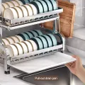 Сушилка для посуды трехуровневая Model1 серая • Настольная кухонная сушилка-органайзер для тарелок, чашек, приборов и разделочных досок