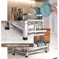 Сушилка для посуды трехуровневая Model1 серая • Настольная кухонная сушилка-органайзер для тарелок, чашек, приборов и разделочных досок