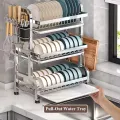 Сушилка для посуды трехуровневая Model1 серая • Настольная кухонная сушилка-органайзер для тарелок, чашек, приборов и разделочных досок