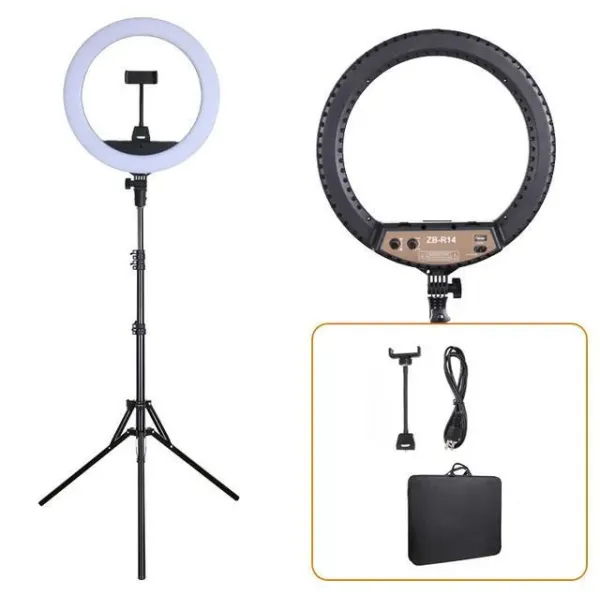 Светодиодная кольцевая LED лампа ZB-R14 (1 крепл.тел.) 220V (35см) | Портативная лампа для селфи без штатива