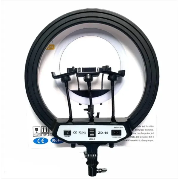 Светодиодная кольцевая LED лампа ZD-16 (40 см) | Кольцевой свет для видео и фото | Лампа для селфи без штатива
