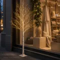 Светодиодная берёза KAR269 150 см, 320 LED тёплого белого света • Декоративное напольное дерево на подставке, белый ствол, формируемые ветки, питание 220 В, для фотозон и торговых залов