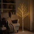Светодиодная берёза KAR269 150 см, 320 LED тёплого белого света • Декоративное напольное дерево на подставке, белый ствол, формируемые ветки, питание 220 В, для фотозон и торговых залов