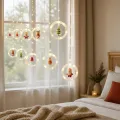 Світлодіодна гірлянда Xmas 110L WW, завіса 3×0,7 м з 10 кільцями та фігурками • шторка теплого білого світла для вітрини, вікна, кафе та новорічного декору