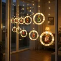 Світлодіодна гірлянда Xmas 110L WW, завіса 3×0,7 м з 10 кільцями та фігурками • шторка теплого білого світла для вітрини, вікна, кафе та новорічного декору