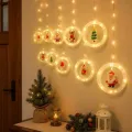 Світлодіодна гірлянда Xmas 110L WW, завіса 3×0,7 м з 10 кільцями та фігурками • шторка теплого білого світла для вітрини, вікна, кафе та новорічного декору