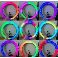 Светодиодная кольцевая лампа для селфи 45 см / Светодиодная лампа RGB с пультом + сумка (MJ18)