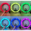 Светодиодная кольцевая лампа для селфи 45 см / Светодиодная лампа RGB с пультом + сумка (MJ18)