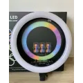 Светодиодная кольцевая лампа для селфи 45 см / Светодиодная лампа RGB с пультом + сумка (MJ18)