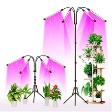 Светодиодная лампа для фотосинтеза растений с 4 линиями освещения на штативе • LED-лампа для роста рассады и комнатных растений с 4 линиями