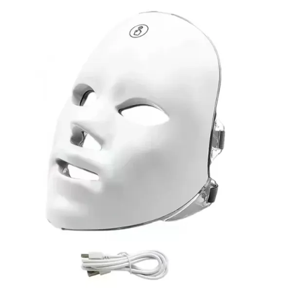 Светодиодная LED-маска для лица 7 в 1 с цветной светотерапией • Маска для домашнего ухода за кожей лица с 7 LED-режимами и USB-зарядкой