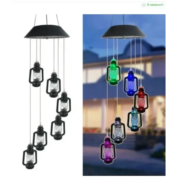Садовый светильник Лампочки разноцветные • Подвесной декоративный LED фонарь на солнечной батарее