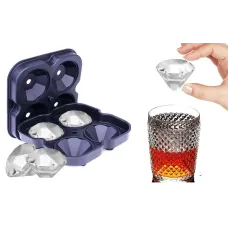 Силиконовая форма – лоток для кубиков льда Бриллиант ∙ Ледница Алмазы ∙ 4 ячейки