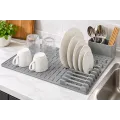 Силиконовая сушилка DT-1503 50×35 см серая • Сушилка для посуды DT-1503 с ковриком, держателями для тарелок, чашек и приборов
