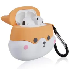 Силиконовый защитный 3D чехол для кейса наушников Apple AirPods с карабином