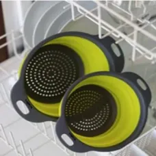 Силиконовые складные друшлаки - корзины со сливом для мытья овощей, фруктов ∙ Комплект из 2 штук