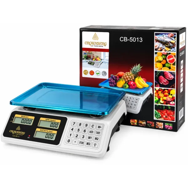 Торговые весы СВ-5013 до 50 кг • Электронные торговые весы СВ-5013 с металлическими кнопками для магазина и рынка