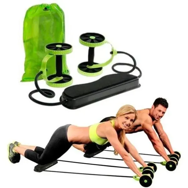 Тренажер для всего тела REVOFLEX XTREME с 6 уровнями нагрузки • Фитнес колесо для пресса, рук, ног, спины и ягодиц