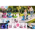 Трехколесный детский самокат 5 в 1 с родительской ручкой и сиденьем Scooter ∙ Самокат трансформер для детей со светящимися колесами, регулируемой высотой руля и корзинкой