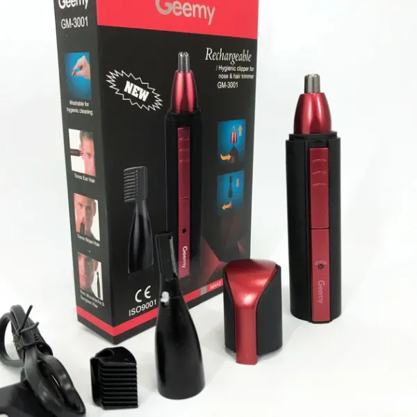 Триммер для носа и ушей, окантовки бороды и усов GEMEI GM-3001 2 в 1 аккумуляторный триммер с насадками