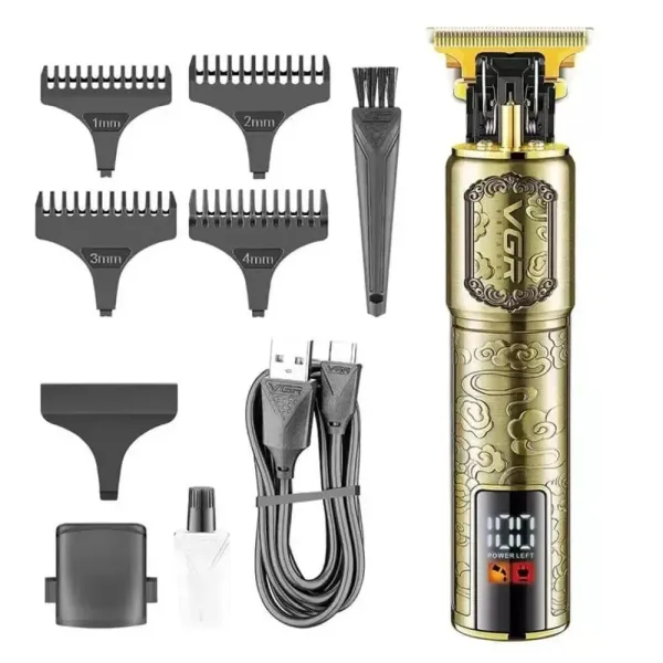 Триммер VGR V-073 аккумуляторный для бороды и волос ∙ Аккумуляторная машинка для стрижки от USB + 4 насадки VGR V-073