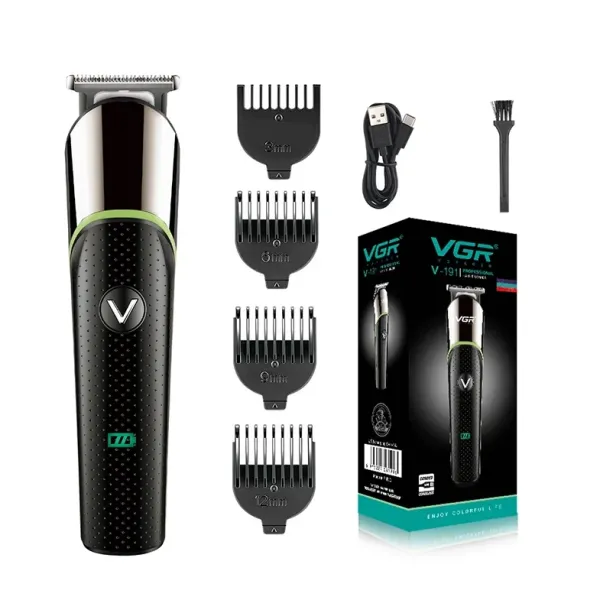 Триммер для стрижки волос VGR V-191 беспроводной · Машинка для стрижки волос, бороды, усов аккумуляторная 4 насадки