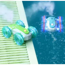 Трюковая машинка – перевертыш Amphibious Stunt на пульте ДУ с функциями движения по воде, эффектом дыма и подсветкой · Детская машинка - вездеход на радиоуправлении