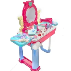 Трюмо розовое для девочек чемодан на колесиках Игровой набор 