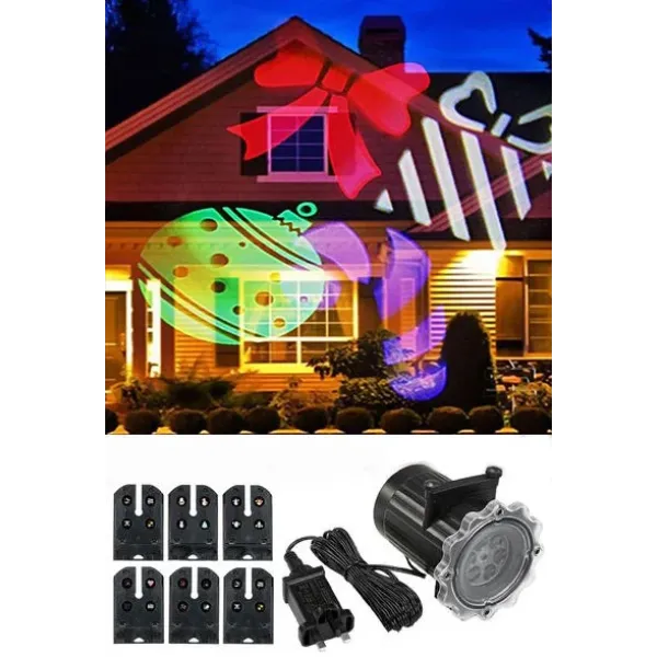 Уличный влагозащищенный светодиодный проектор 8 картриджей | Проектор для праздников