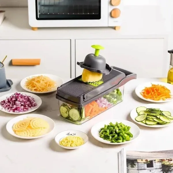 Универсальная овощерезка – мультислайсер Nicer Dicer 25 в 1 · Терка – измельчитель с контейнером, 25 предметов