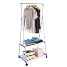 Универсальная передвижная напольная стойка – вешалка для одежды с полочками, на колесиках Coat Rack