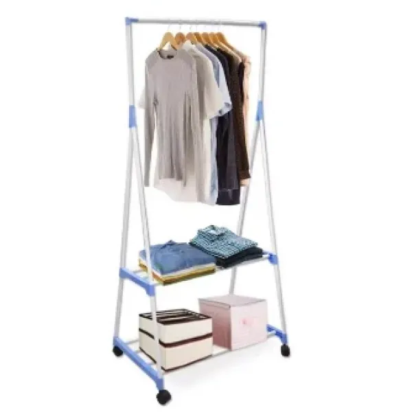Универсальная передвижная напольная стойка – вешалка для одежды с полочками, на колесиках Coat Rack