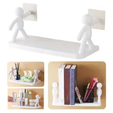Универсальная подвесная полочка Человечки для ванной комнаты / кухни · Бытовая полка на клейких креплениях, 33х14 см