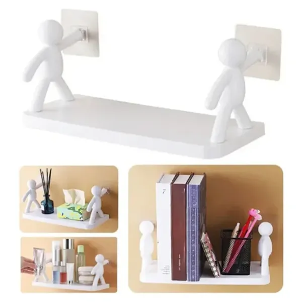 Универсальная подвесная полочка Человечки для ванной комнаты / кухни · Бытовая полка на клейких креплениях, 33х14 см