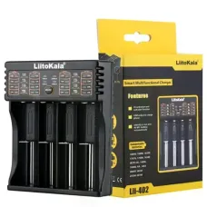 Универсальное зарядное устройство LiitoKala Lii-402 для аккумуляторов 18650, AA, AAA, Li-Ion, Ni-MH, Ni-Cd ∙ Интеллектуальное 4-канальное ЗУ с LCD дисплеем и функцией Power Bank