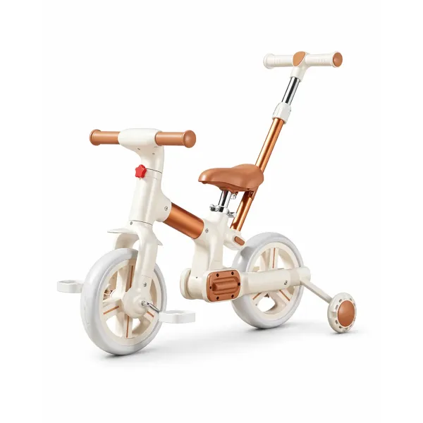 Велосипед-беговел детский 2в1 с родительской ручкой SCO22  white • Детский трехколесный беговел-трансформер для малышей • Прогулочный велобег детский белом