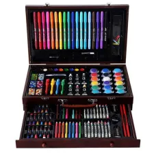 Большой детский художественный набор для рисования и творчества в деревянном чемодане на 130 предметов