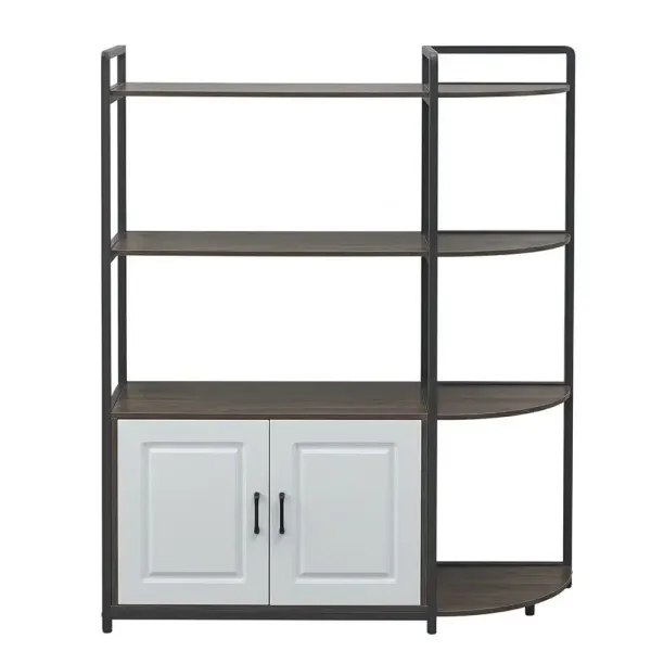 Большой кухонный стеллаж из дерева X-613 черный • Напольный стеллаж-органайзер для кухни, посуды, бытовой техники и хранения вещей