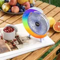 Вентилятор настольный аккумуляторный с RGB подсветкой, вращением 180° и USB зарядкой