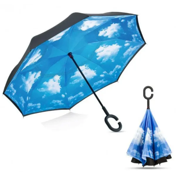 Ветрозащитный зонт Up-Brella антизонт Зонт обратного сложения (Облака) PR3