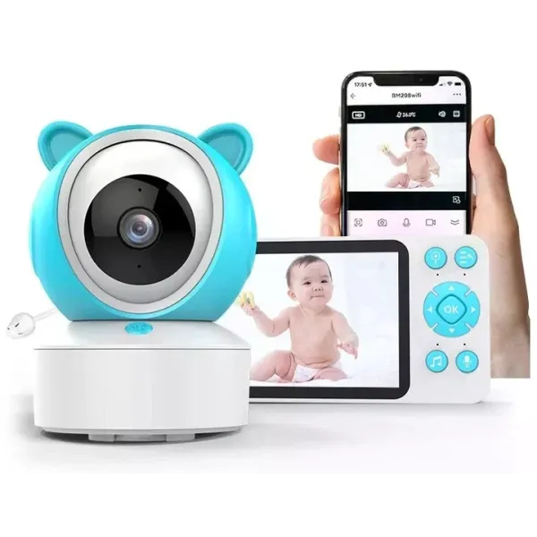 Видеоняня C8 Wi-Fi с монитором 5″ • Умная видеоняня C8 Full HD 1080P с приложением Tuya, ночным видением и двусторонней связью