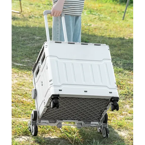 Тележка с ручкой 41х39х33 см · Складная пластиковая восьмиколесная корзина для продуктов