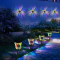 Вуличні сонячні 3D світильники Метелики 26X-115 зі змінним кольором • Садовий LED світильник Метелик 2-в-1 для стіни, землі, клумби, двору та дачі