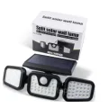 Уличный светодиодный LED светильник FL-1725A Split Solar WallLamp на солнечной батарее с датчиком движения ∙ Наружный тройной фонарь – прожектор на солнечной панели ∙ 70 светодиодов ∙ 1500 Лм ∙ Аккумулятор 1500 мАч